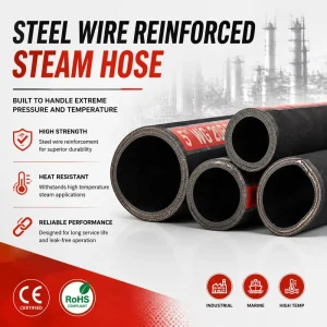 High-temperature Resistant Steel Wire Steam Hose Flexible Rubber Hose DN50 DN80 Industrial Steam Conveying Rubber Hose