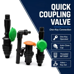 Hose Barb Plastic Quick Coupling Valve with Shut Off Control for Garden Home Outdoor Watering Equipment