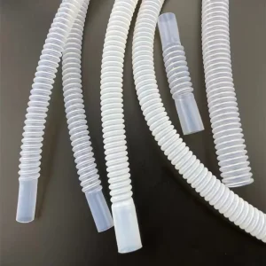 Hydraulic Smooth Bore Corrugated PTFE Hose With Flat Ends Flexible Convoluted Ptfe Tube