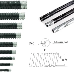 IP68 Waterproof GI 25mm Flexible Corrugated Plastic Coated Interlocked Metal Flex Hose PVC Coated Pipe