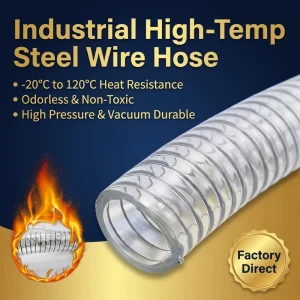 Industrial 2 Inch Transparent PVC Steel Wire Reinforced Hose Cutting Ultra smooth for Water Oil Powder Transfer Vacuum Suction