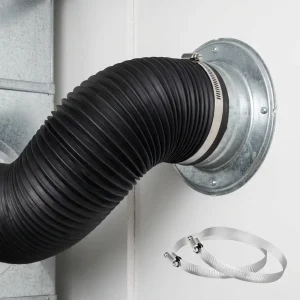 Industrial Aluminum Foil Heavy Duty Flexible Dry Exhaust Hose with 2 Clamps for HVAC Ventilation
