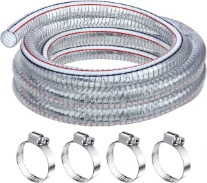 Industrial Grade PVC Steel Wire Reinforced Hose 3/4 ID High Pressure Transparent Water Suction Pipe Flexible Spiral Cutting
