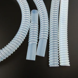 Industrial PTFE Hose With Inner Flat And Outer Corrugated Spring PTFE Corrugated Hose Pipe
