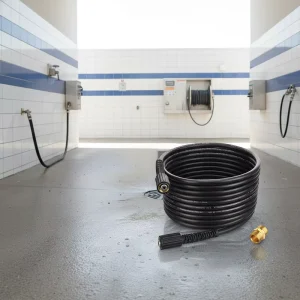 Kink Resistant 2600 PSI 1 4″ 25 FT High Pressure Washer Hose Chemical Resistant Adjustable Flow Replacement M22-14mm Wash
