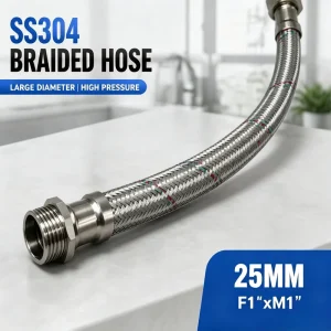 Kitchen Toilet Plumbing Water Supply System Heavy Duty SS304 Stainless Steel EPDM Anti Leak High Pressure Flexible Braided Hose