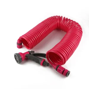 LSP99 20Ft Coil Garden Hoses Expandable RV Wash Water Hose Connectors Recoil Spring Washdown Coil Water Hose