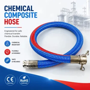 Large diameter Explosion proof PTFE lined Chemical Composite Hose for Conveying Highly Corrosive Media