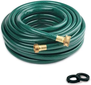 LeakProof and Durable 25FT PVC Garden Hose with 1/2″ GHT Brass Fittings for Outdoor Watering and Lawn Sprinkling
