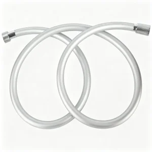 Leakproof Tangle Free Matte Silver Silicone Shower Hose with Universal Fitting for Modern Bathroom Fixtures