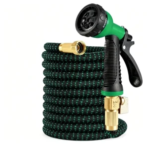 Lightweight 3X Expandable High Pressure Polyester Garden Hose with Brass Connector for Watering & Car Washing