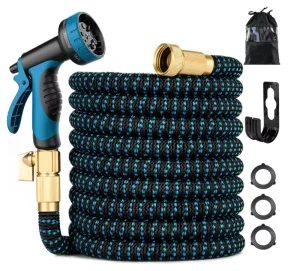 Lightweight 3X Expandable Kink-Free Magic Hose Flexible High Pressure Garden Hose with Brass Connector for Watering & Car Washing