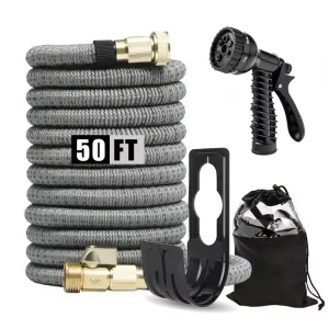 Lightweight 50ft Flexible Expandable Garden Hose Easy Storage and Use with Reel