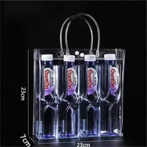 Lightweight Clear PVC Handheld Shopping Bag Custom Print Logo for Clothing Gift Daily Shopping Packaging Use