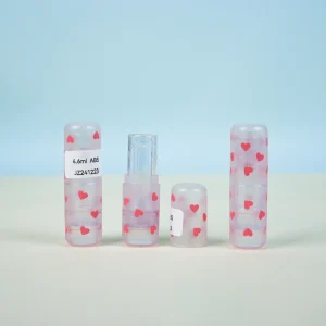 Lipgloss Tube Mini Lipstick Bottle ABS Material with Pink Heart Design Cosmetic Packaging