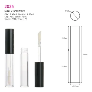 Long Round Shape Lip Gloss Tube with PETG Bottle and Wand