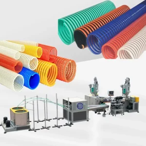 Low Flow Resistance PVC PP PE Spiral Reinforced Pipe Production Line High Throughput PLC Controlled Helix Hose Extruder Pump