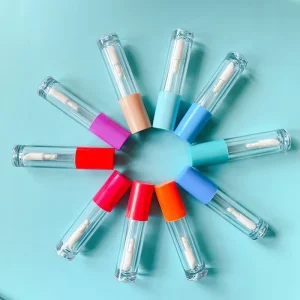 Low MOQ 100pcs Multicolor Round Liquid Lipstick Tubes Custom Private Label 5ml Big Doe Foot Lipgloss Tubes