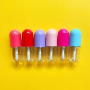 Low MOQ 100pieces Red Purple Pink Blue No Logo 4ml Mini Cute Mini Capsule Lipgloss Tubes