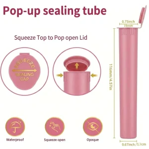 Low Moq Child Resistant Airtight Pop Top Tube 116mm Plastic Storage Tube Flip Top Squeeze Plastic Bounce Tube with Screw Cap