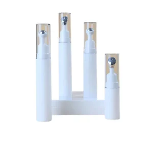 Luxury 5ml 10ml 15ml Silver Roll on Massage Acrylic Airless Tube Empty PP Eye Cream Lip Balm Cosmetic Container Flat Applicator