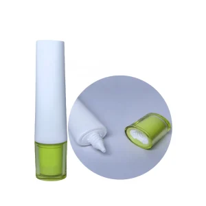 Luxury Soft Oval Plastic Nozzle Tube with Double Layers Clear Green Acrylic Cap for Body Sunscreen Cream Eye Cream Foundation