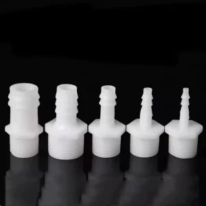 Male Thread Plastic Tube Connector 1/4″ Hose Barb Pipe Fittings Smooth Surface Treatment Straight Threaded