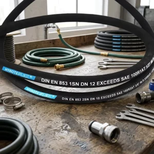 Manguera Hydraulica SAE 100R1 R2 DIN EN 853 1SN 2SN Double Layers Wire Braid Rubber Hydraulic Hose
