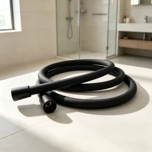 Matte Black 59 Inch Silicone Shower Hose with Anti Rust Brass Connector Tangle Free for Bathroom Fixture Replacement