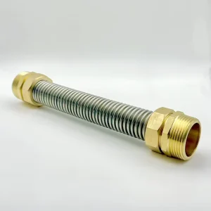 Metal Flexible Water Connector HVAC Fan Coil Unit Stainless Steel Pipe Brass Ends Central Air Conditioning DN15 Male Connection