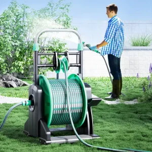 Mini Auto Garden Hose Reel Cart Car Wash 100Ft Garden Retractable Stainless Steel Irrigation Water Hose Reel for Washing