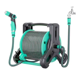 Mint Blue 20m 30m 40m Portable Plastic Water Hose Reel Garden Hose Reel Cart With Water Gun