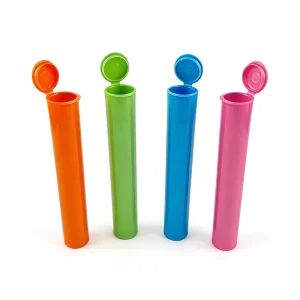 Multi Colors Child Resistant Squeeze Open Tamper Evident Pop Tops Tubes Plastic Pre Packing 116mm Roll Tube