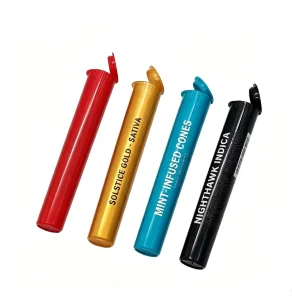 Multi Colors Child Resistant Squeeze Open Tamper Evident Pop Tops Tubes Plastic Pre Packing 116mm Roll Tube with Custom Label