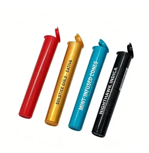 Multi Colors Child Resistant Squeeze Open Tamper Evident Pop Tops Tubes Plastic Pre Packing 116mm Roll Tube with Custom Label