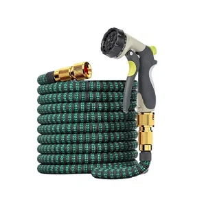 Multi Size Expandable Latex Garden Hose Kit with 8 Function Nozzle Portable Retractable Anti UV Lightweight Hose