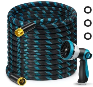 Multi Size Non Expanding Flexible PVC Fabric Garden Hose 10 Function Nozzle Kink Resistant Lightweight Anti Corrosion Durable