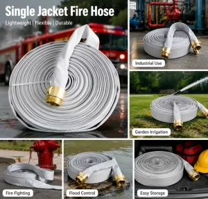 Multi inner diameter High Pressure High Quality Single Jacket Fire Hose for Water Supply Delivery