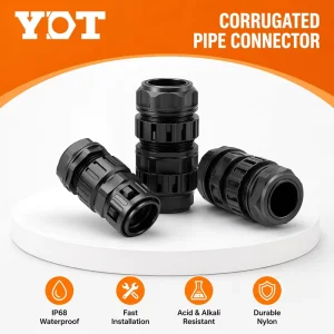 NPT Thread PA Nylon Double Lock Dual Function Waterproof Flexible Hose Conduit Gland Fixing Joint