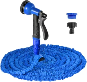 Natural Rubber Retractable Flexible Garden Hose with Multi-function Water Gun Garden Tools Set for Watering Irrigation
