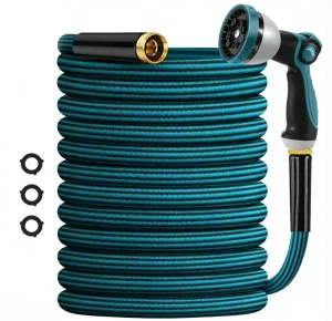 Non Expandable Kink Free Flexible Polyester Garden Hose Lightweight Durable High Pressure Water Pipe Spray Nozzle for Watering