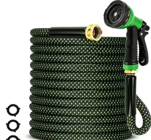 Non Expanding Flexible Lightweight Anti UV High Pressure Kink Free Sturdy Leak Proof Portable Water Hose 10 Function Nozzle