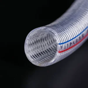 Non Toxic Grade Soft 1/2″ PVC Clear Hose Fiber Braided Flexible Clear Reinforced Vinyl PVC Tubing Net Layflat Hose 3″ 50mm Roll