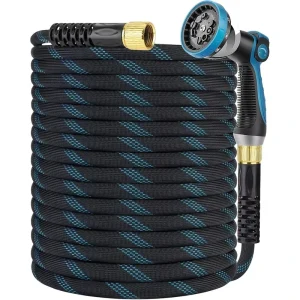 Non expandable Garden Water Hose Heavy Duty Garden Water Pipe with 10 Function Water Gun for Lawn Watering
