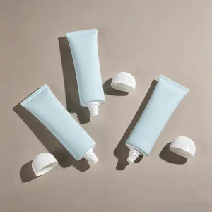 OEM Custom Private Label Empty Cosmetic Plastic Oval Tube Packaging with Positioning Arc Cap for Baby Care Moisturizer Cream