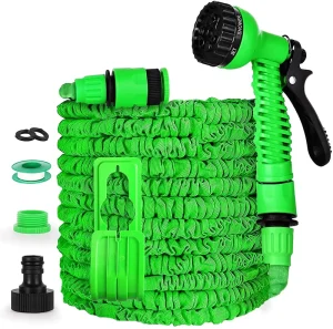 OEM Factory Expandable Garden Hose Water Spray Gun 3 Layers Latex With Nozzle