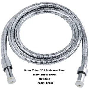 OEM & ODM Manufacturer Zinc Nut Brass Insert Chrome Plumbing Hose Stretchable 201 Stainless Steel Shower Hose for Bathroom Use