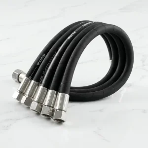 OEM Printed Stainless Steel Braid Synthetic Rubber Hydraulic Hose Assembly EN853 2SN Hex Crimp Nut DN19 4930 PSI Burst