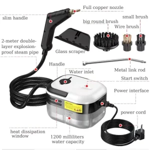 Oem Portable Steam Cleaner Quantitative Steam Control 1.15kg Lightweight High Temperature Sterilization Cleaner Home