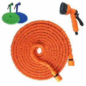 Orange Magic Expandable Garden Hose Set Premium Flexible Latex Pipe Watering Irrigation Water Hose with Spray Nozzle